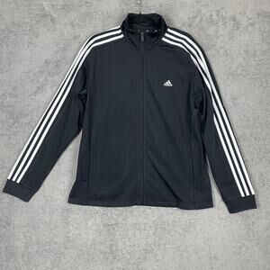 Adidas Jacket Mens L Three Stripes Full Zip Track Athletic Polyester